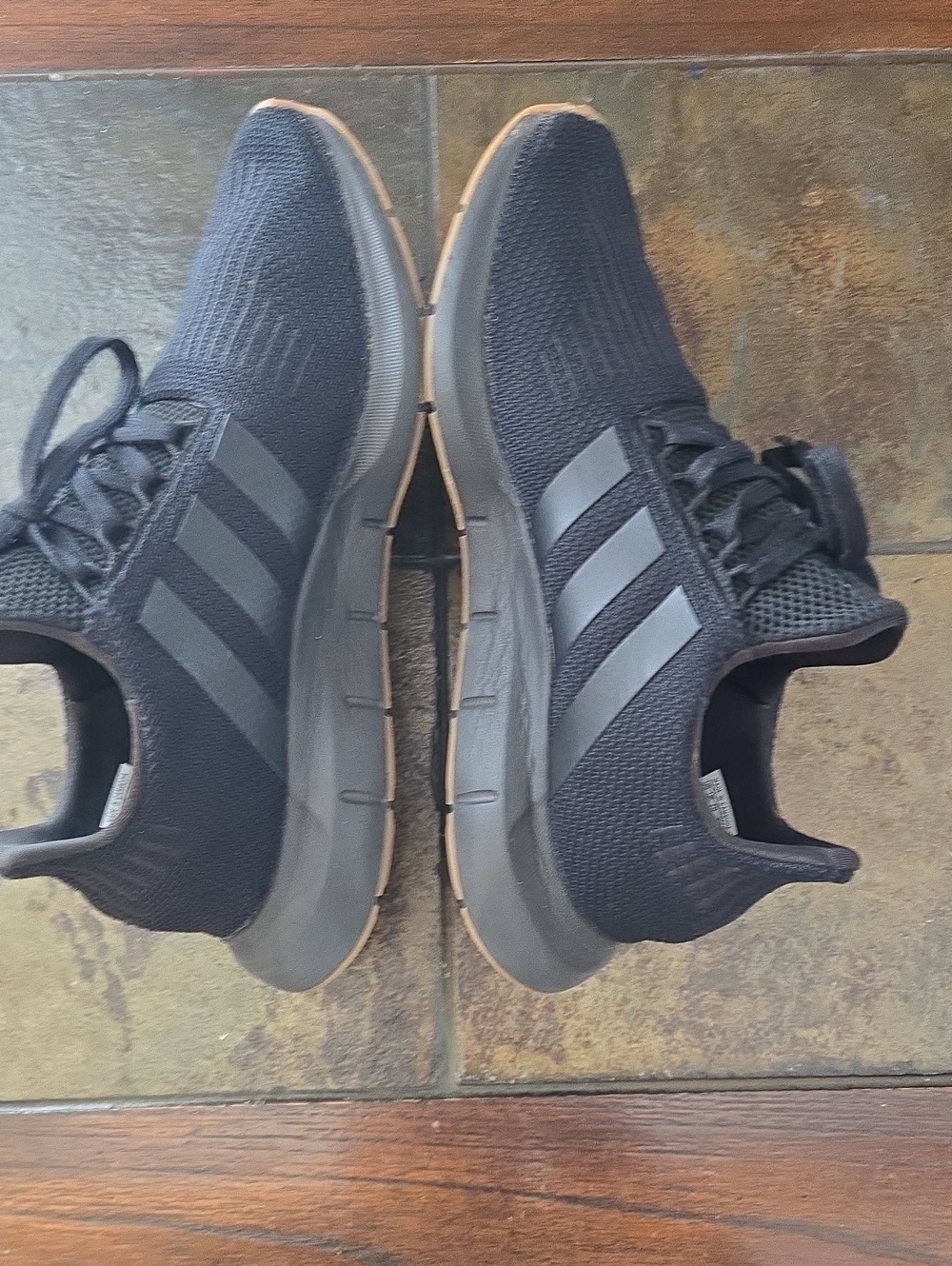 adidas Men's Black Knit Running Sneakers with Subtle Gum Trim